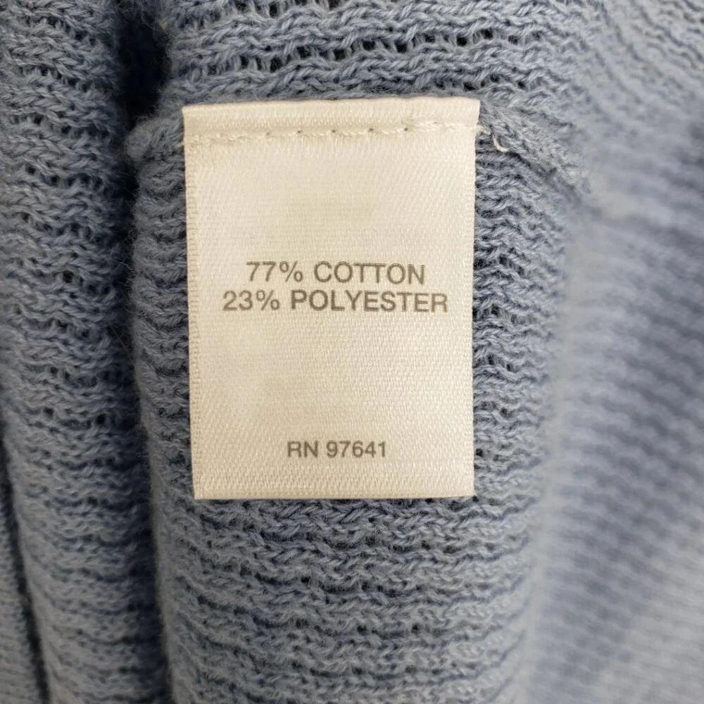 J. Jill Cotton‎ Textured Knit Sweater S V Neck Light Blue 3/4 Sleeves